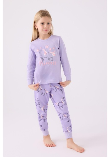Roly Poly 3477 Princess Kız Çocuk Lila Uzun Kol Pijama Takım Lila
