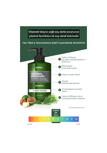 Kundal Baby Powder Tea Tree & Macadamia Deep Cleansing Shampoo 500 ML