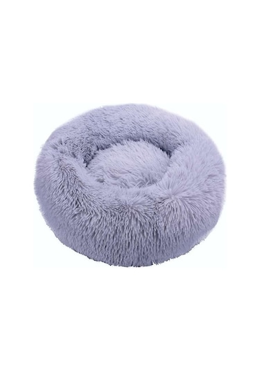 Fochsia Kayısı Tarzı 40cm Yuvarlak Kedi Yatağı - %100 Pamuklu Uzun Peluş - Ev Yumuşak Evcil Hayvan Yatağı