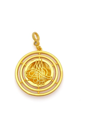 Altın Kaplama İmitasyon Ajda Desenli Tuğralı Orta Boy Kolye Ucu Tgr-731 Altın