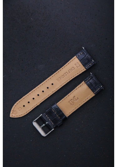 Hakiki Deri 22mm Akıllı Pimli Saat Kordonu Siyah - Beyaz