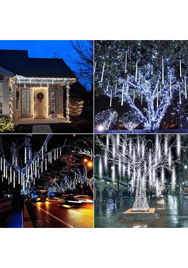 Güneş Enerjili 8 Tüp Birbirine Eklenebilir Meteor Led Beyaz Renk