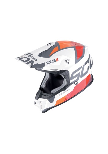 Scorpion VX-16 Evo Air Analog Off-Road Motosiklet Kaskı Beyaz Turuncu