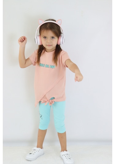 Kız Çocuk Kaprili Kısa Kollu Yazlık Basic Takım 2-5 Yaş 001