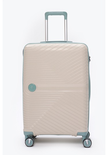 4 Lü Valiz Seti Elatae Exclusive Pro Polipropilen Kırılmaz Büyük - Orta - Kabin Boy Ve Makyaj Bej - Mavi 5239