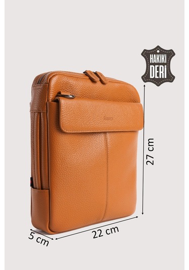 Hakiki Deri Erkek El Çantası Taba Smr9280 Taba
