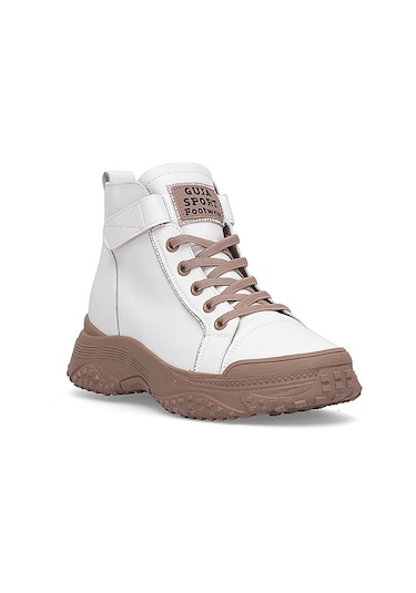 Guja 25k310-5 Kadın Hakiki Deri Sneaker Bot Bej Bej