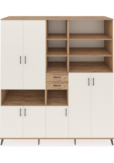 Kronos Dolap 17 Raflı 2 Çekmeceli 7 Kapaklı 220x59x243 Çam-aytaşı/çam Aytası/atlas Çam