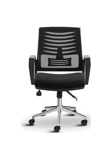 Asbir Mobilya Metis Metal Ayaklı Çalışma Koltuğu Ofis Sandalyesi Siyah