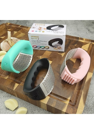 Qingmipy Evde Sarımsak Ezme Ve Soğurma Aleti: Paslanmaz Çelikten Yapılmış Hızlı Kullanıma Uygun Küçük Mutfak Gereci Yeşil Pp Paketli Yeşil