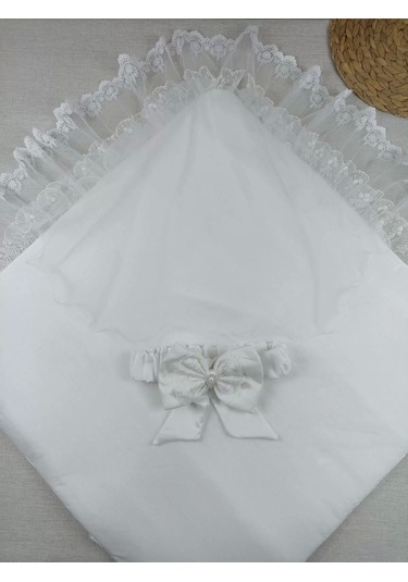 Yenidoğan İpek Pamuklu İnci Lüks Kundak Bebek Battaniyesi Ekru Ekru