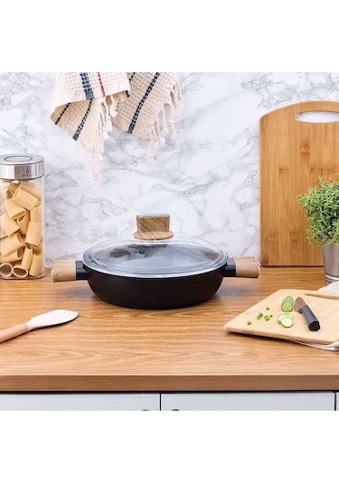 Aryıldız 26 Cm Eco Seramik Kısa Tencere Siyah