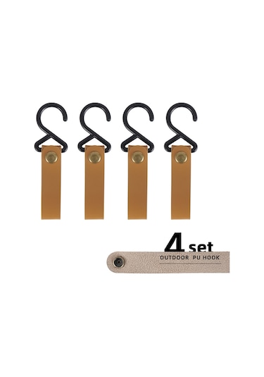 Mufunye Kamp Ve Tırmanma İçin 4'lü Dayanıklı Pu Askı: Hafif, Anti-kırılma Nylon-metal Kanca Açık Kahve Siyah