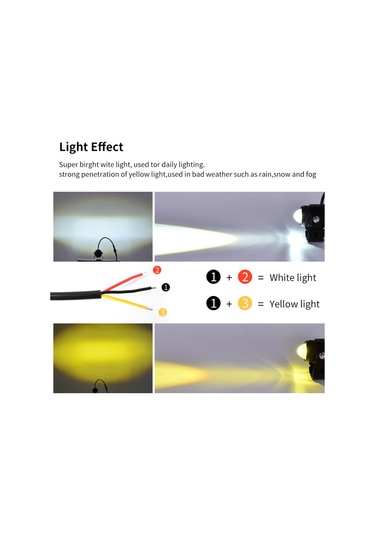 Shineyee Çift Renkli 12v Led Projektör - 6000k Beyaz & 3000k Kehribar, 3000lm Parlaklık