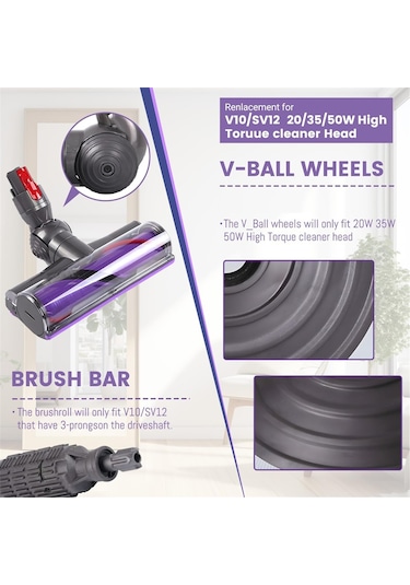 Sointeresting V10 Sv12 Elektrikli Süpürge Motor Başlığı Parçaları İçin Bilyalı Tekerlek Silindir Fırça Takımı Yedek Parçası, Doğrudan Tahrikli Motor Başlığı İçin