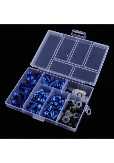 Suntek Motosiklet Komple Fairing Civata Takımı Raptiye Klipler Vidalar Mavi 158 Adet