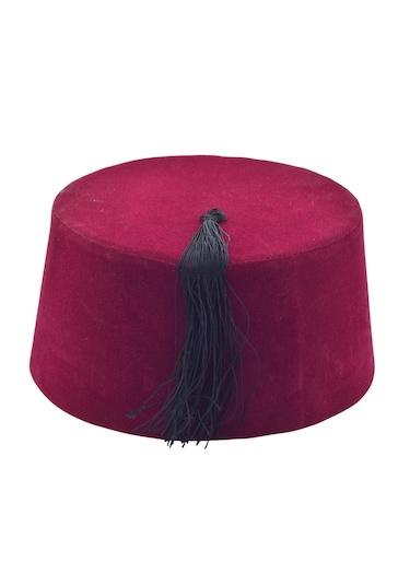 Osmanlı Bordo Erkek Püsküllü Damat Kına Fesi 8cmx52cm Kısa