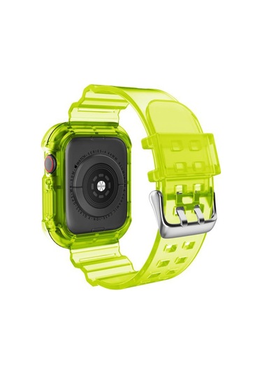 Apple Watch Series 9&8&7 41mm / Se 3&se 2&6&se&5&4 40mm / 3&2&1 38mm İçin Saydam Saat Lastiği Saydam Sarı