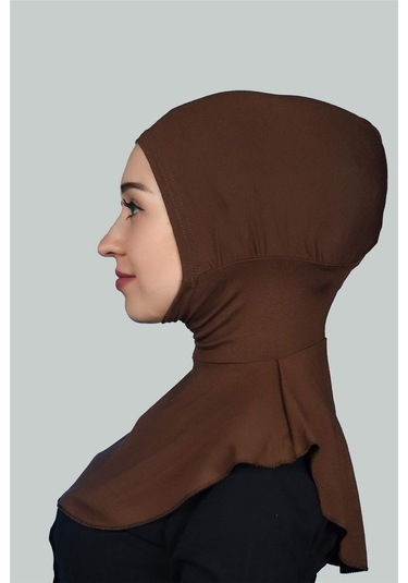 Kadın Tesettür Pratik Boyunluklu Hijab - Sporcu Bone Çikolata
