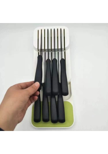 Dianziye Gri Mutfak Bıçak Düzenleyici, Çekmecelik Bıçak Konteyneri, Dayanıklı Malzeme, Evde Kullanımı İçin Pratik Bıçak Tutucu Gri