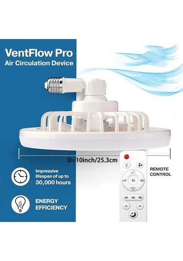 Xuweiwei Beyaz E27 Uzaktan Kumandalı Led Akıllı Tavan Vantilatör Lambası 3 Hız 3 Renk 17 Mod E27