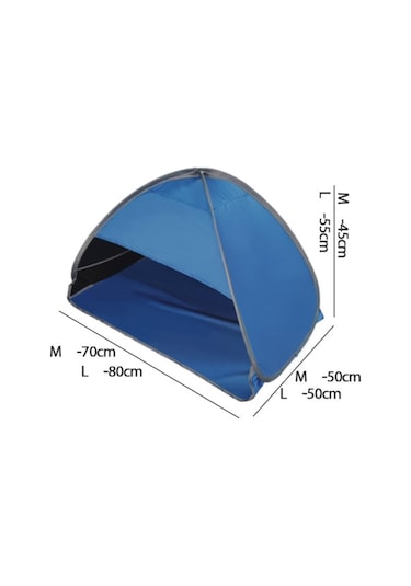 Suntek Plaj Çadırı Bahçe Güneş Gölgelik Ekran Gölge Uv Koruyucu Siyah Bant Mavi Siyah - Mavi