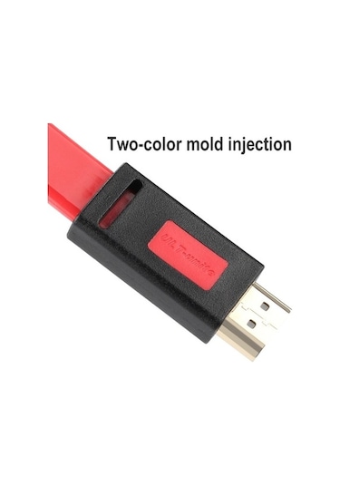 Novahub Ult-unite 4k Ultra Hd Altın Kaplama Hdmı - Şeffaf Kırmızı Hdmı Düz Kablo, 5m