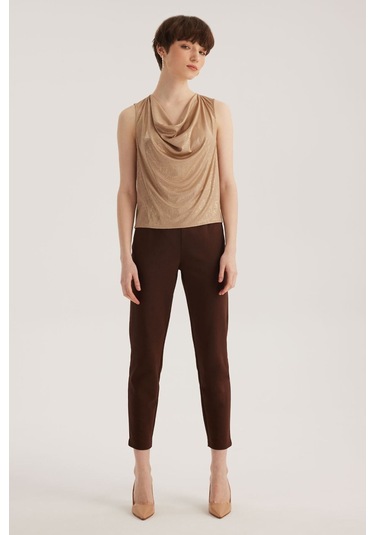 Stella Pulvis Bej Degaje Yaka Bluz Bej