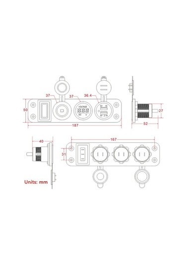 Ulzyvf 12-24v Araç Çift Usb Port Hızlı Şarj Cihazı + Voltmetre