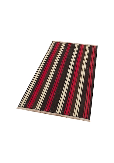 Kırmızı Beyaz Rengi El Dokuma Koyunlu Yün Kilim