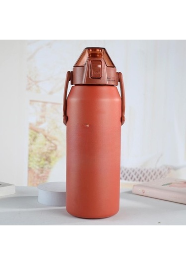 Novahub Kırmızı 316 Paslanmaz Çelik Termos Büyük Kapasiteli Saman Bardak Açık Spor Seyahat Su Isıtıcısı Araba Su Bardağı 1.3 L Kırmızı