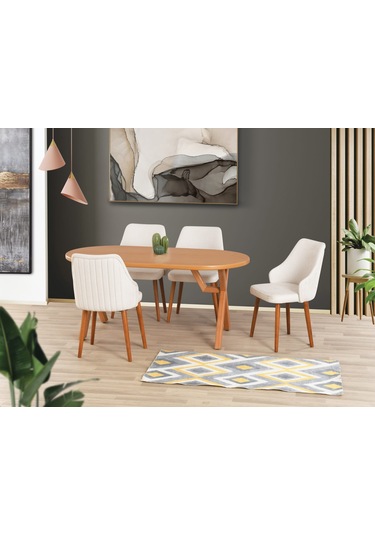 Uyar 4 Adet Verona Sandalye 90 160 Sahra Sabit Masa Takımı