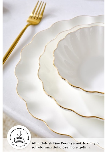 Karaca  Fine Pearl Extra Shell 58 Parça 12 Kişilik Yemek Takımı Gold