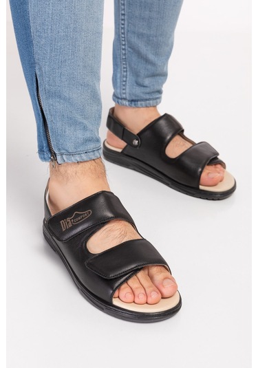 Ortopedik Diyabetik Erkek Sandalet Siyah Dia 021-42 Siyah