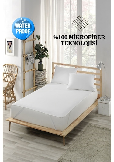 Sıvı Geçirmez Alez Mikro 4 Köşe Lastikli Yatak Koruyucu Beyaz Tek Kişilik