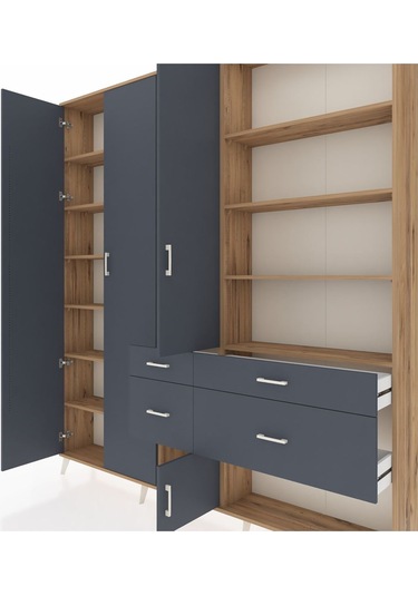 Arges Dolap 14 Raflı 4 Çekmeceli 4 Kapaklı 220x30x243 Çam-antrasit/antrasit Antrasıt/antrasıt Arges Dolap 14 Raflı 4 Çekmeceli 4 Kapaklı 220x30x243 Çam-antrasit/antrasit Antrasıt/antrasıt