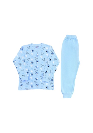 Sebi Bebe Kızılderili Ayıcık Pijama Takım 9147 Mavi