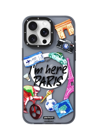 İphone 14 Pro Uyumlu Kılıf Magsafe Şarj Özellikli Youngkit İn Paris Serisi Kapak Gri