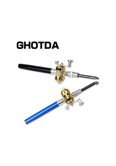 Taşınabilir Cep Teleskopik Mini Olta Kamışı Kalem Şekli Katlanmış Olta Makara Tekerleği İle Red