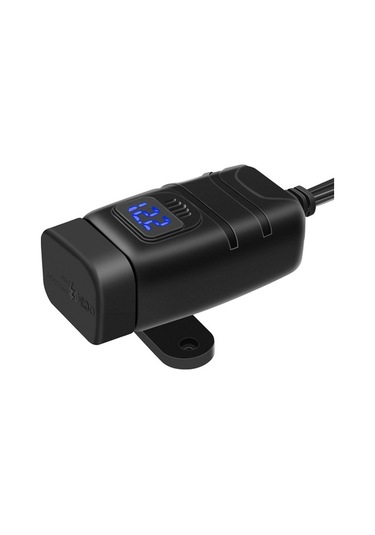 Pazly Çift Usb Portlu Qc3.0 Motorcu Şarj Cihazı - 12v Voltmetreli Hızlı Şarj