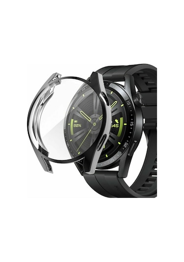 Huawei Watch Gt3 46mm Silikon Kapak Kılıf Ekran Koruyucu Siyah