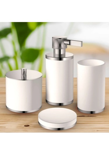 Sıvı Sabunluk, Silindir, Tezgah Üstü - Mat Beyaz/krom Mat Beyaz/krom