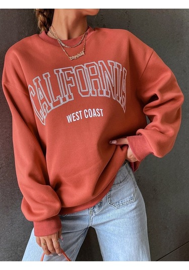 Kod Adr-shen Ezwear Letter Graphic Drop Shoulder Sweatshirt-trzksw35 Çok Renkli