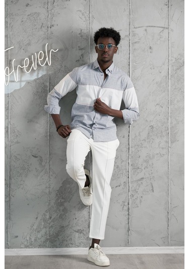 Advante Panolu Yaka Düğmeli Pamuklu Slimfit Yazlık Gömlek Antrasit