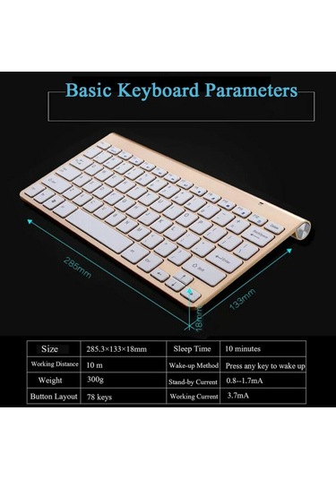 Homyl Mac Pc Dizüstü Için Mini Kablosuz Klavye Fare Gümüş