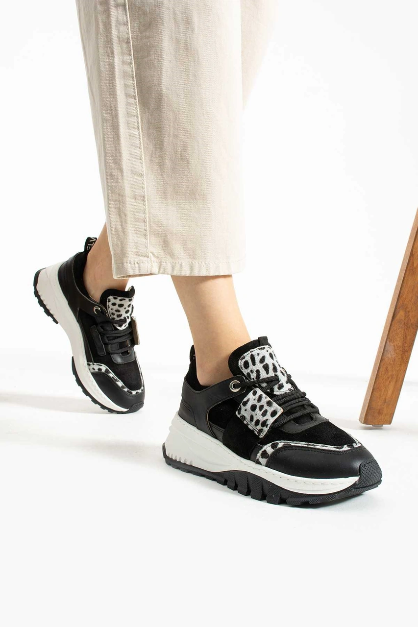 Bestello Bağcıklı Termo Taban Sneaker 331-22630-30 Kadın Ayakkabı Siyah