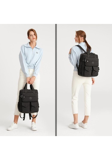 Smart Bags Büyük Boy Krinkıl Kumaş Sırt Çantası Smart Bags 1175 Vizon