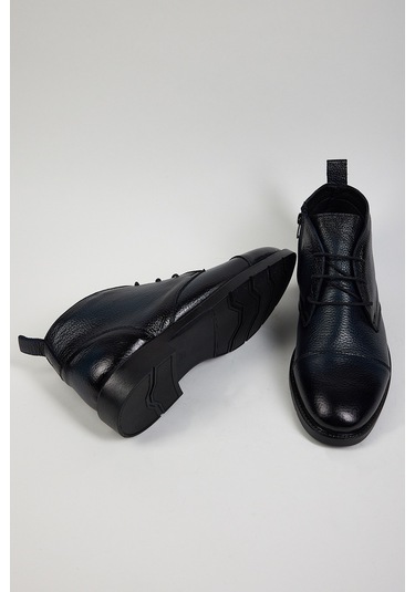 Tonny Black Erkek Lacivert Rahat Kalıp Önü Bağcıklı Hakiki Deri Erkek Bot