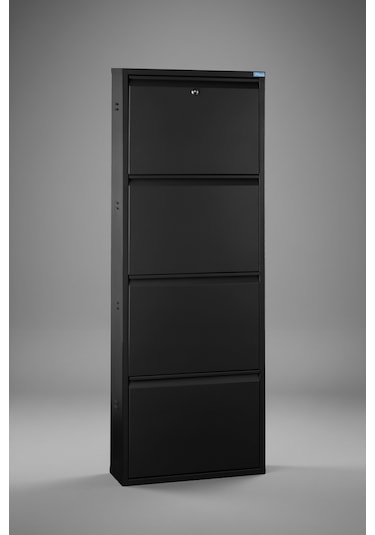 Metal Ayakkabılık 4'lü Kilitli Model Siyah