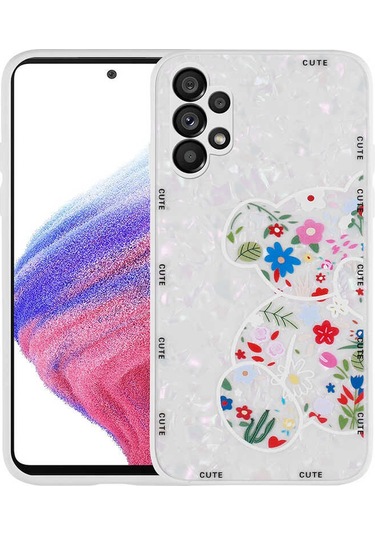 Biriva Home Galaxy A13 4g Kılıf Desenli Sert Silikon Mumila Kapak - White Cat White Cat
